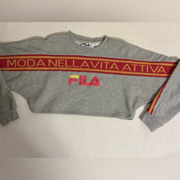 Fila Medium Gray Cropped Sweatshirt with Red Accents - Picture 2 of 6